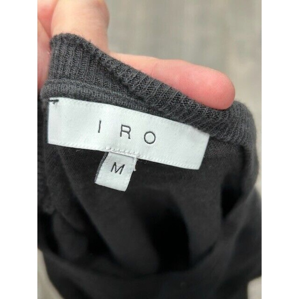 Iro Womens Lace Up Short Sleeves T-Shirt Crew Neck 100% Linen Black Size Medium - Picture 4 of 8